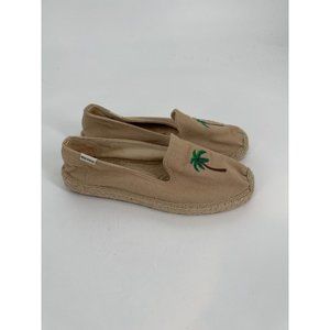 Soludos womens flat  espadrille slip on loafers palm tree Print 9.5